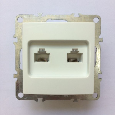 Компьютерная розетка на 2 порта RJ45 cat.5e, неэкран., скрытой установки, IP20, белая, Technolink