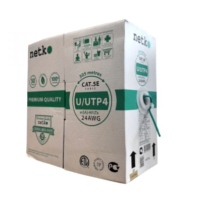 Кабель UTP 4 cat.5е,  нг(А)-LSLTx, бухта 305м, зеленый "Netko"