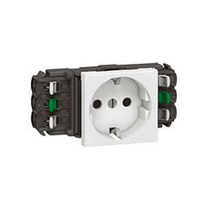 LEGRAND 077401 Модуль розетки 2К+З, [Schuko] безвинтовые зажимы, проходной (в короб), Mosaic