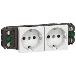 LEGRAND 077402 Модуль розетки 2х2К+З, 4М, [Schuko] безвинтовые зажимы, проходной (в короб), Mosaic