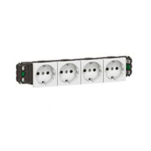 LEGRAND 077404 Модуль розетки 4х2К+З, 8М, [Schuko] безвинтовые зажимы, проходной (в короб), Mosaic