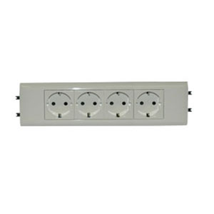 LEGRAND 077434 Модуль розетки 4Х2К+З, 8М, [Schuko] безвинт зажимы, с суппортом и лиц панелью, Mosaic