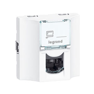 LEGRAND 078621 Модуль розетки компьютерной проходной RJ-45, кат. 5e, FTP, 2М, белый, Mosaic LEGRAND 078621 Модуль розетки компьютерной проходной RJ-45, кат. 5e, FTP, 2М, белый, Mosaic