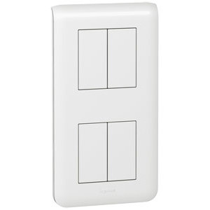LEGRAND 078822 Декоративная рамка M45, 2Х2М, вертикальная установка, белая, Mosaic