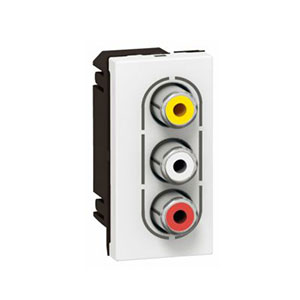 LEGRAND 079254 Модуль розетки аудио стерео видео 3 RCA, алюминий, Mosaic LEGRAND 079254 Модуль розетки аудио стерео видео 3 RCA, алюминий, Mosaic