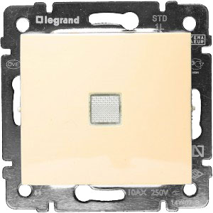 LEGRAND 774325 Переключатель на 2 направл, 1-клав, с индикацией, 10АХ, 250В, слонов кость, Valena