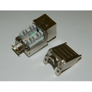 Модуль Keystone экранированный Кат.6А, RJ45/8P8C, 90°, тип заделки Dual IDC Модуль Keystone экранированный Кат.6А, RJ45/8P8C, 90°, тип заделки Dual IDC